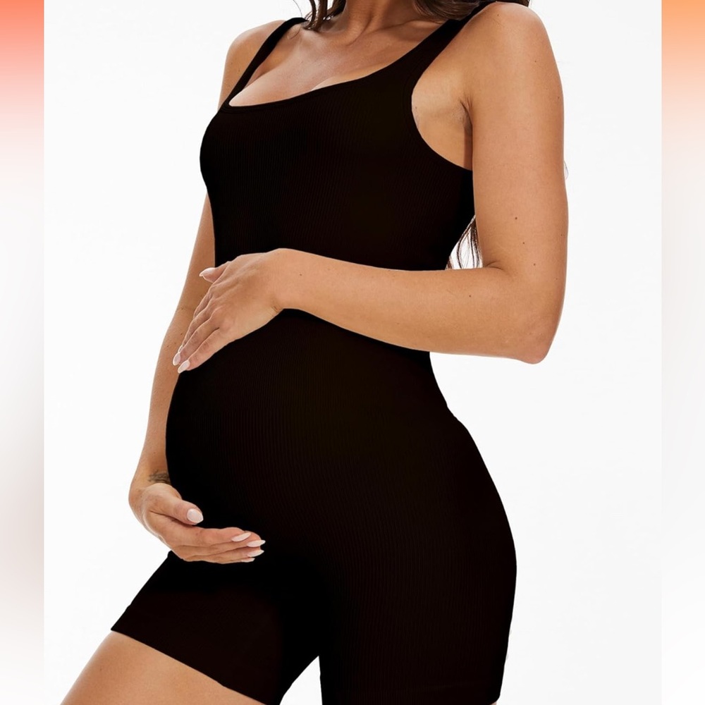 Maternity Ribbed Seamless Workout Romper